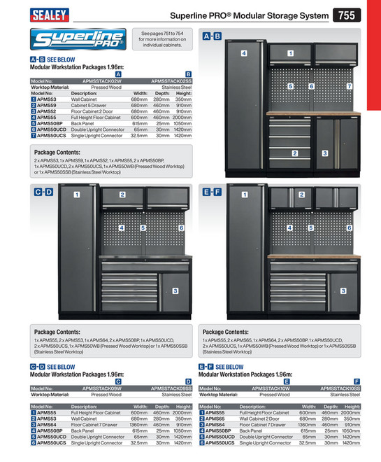 Superline PRO® Storage System with Stainless Steel Worktop 1.96m ...