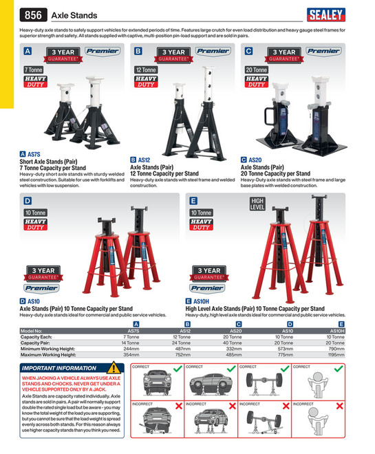 Ratchet Type Axle Stands (Pair) 3 Tonne Capacity per Stand - Hi-Vis ...