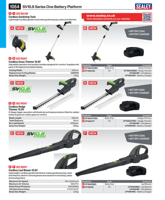 SV10.8 Series Cordless Grass Trimmer 10.8V - Body Only [CP108VGSBO]