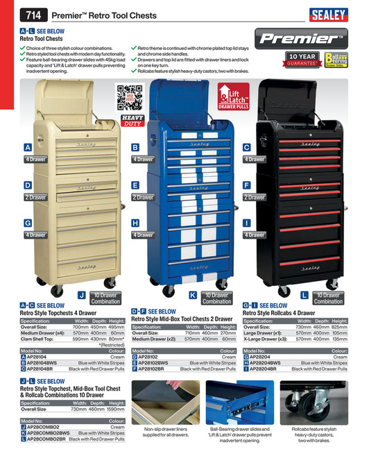 Premier™ Retro Style Rollcab 4 Drawer [AP28204]