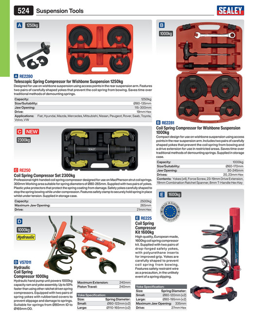 Heavy-Duty Coil Spring Compressor Set 2500kg 2pc [AK3845]