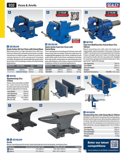 Quick Action Cast Iron Vice with Swivel Base 150mm [QAV150]