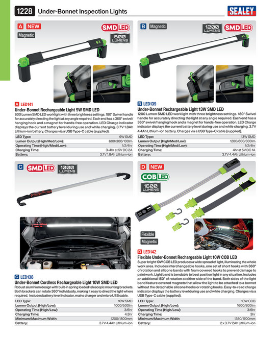 Rechargeable Flexible Under-Bonnet Light 10W COB LED [LED142]