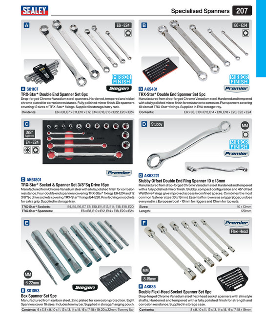 Premier Double Flexi-Head Socket Spanner Set 6pc [AK635]